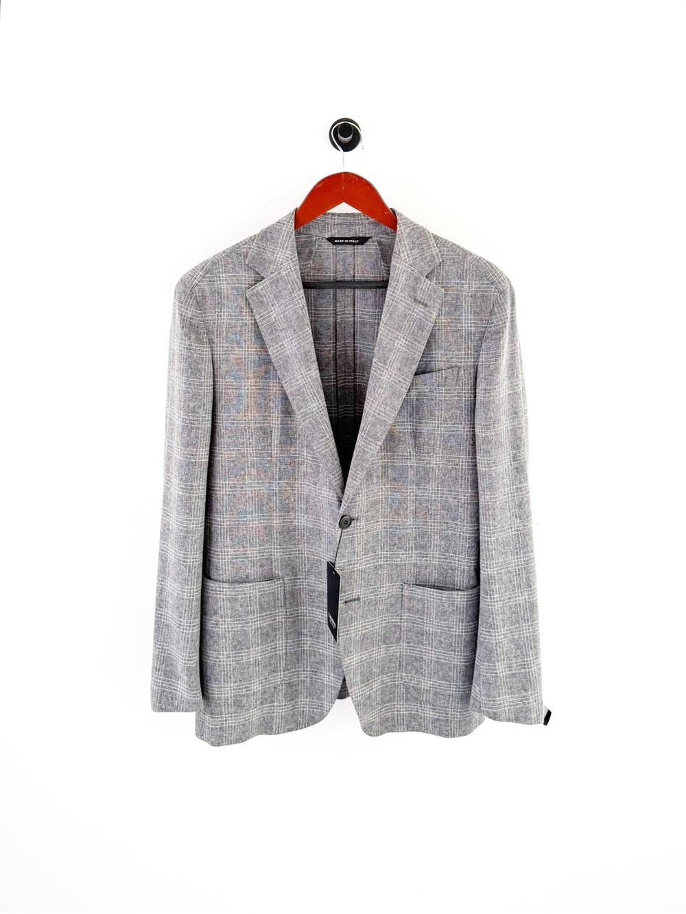 NWT New Zanetti Italian Wool Gray Plaid Sport Coat Windowpane Unstructured 40R - Picture 3 of 13